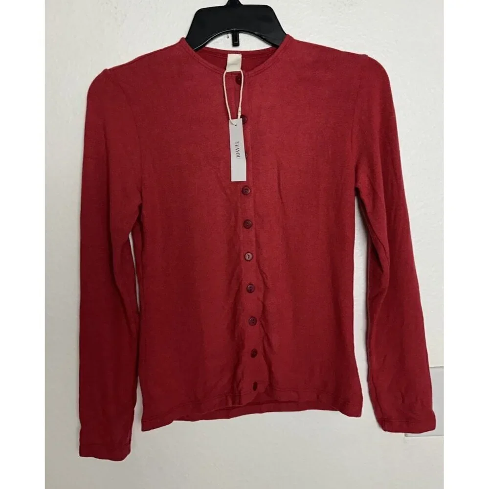 Teayou Women’s Red Cardigan Size M Sweater New
